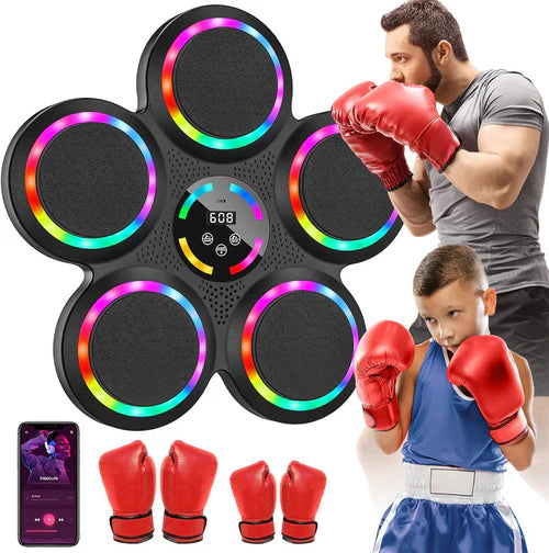Smart Music Boxing Machine: Wall Mounted Punching Target with LED Lights & Bluetooth for Adults & Kids